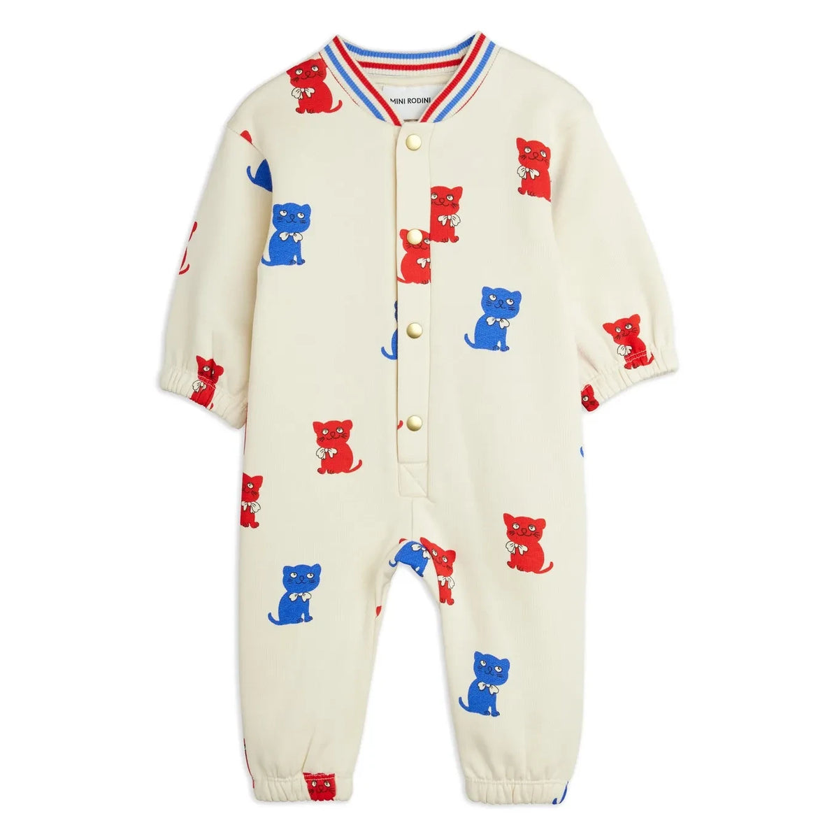 Mini Rodini - Organic cotton kitten romper | Ecru