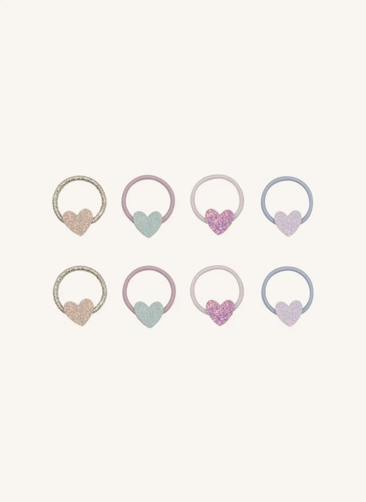 Mimi & Lula - Set of 8 Small Heart Hair Clips | Pale Pink
