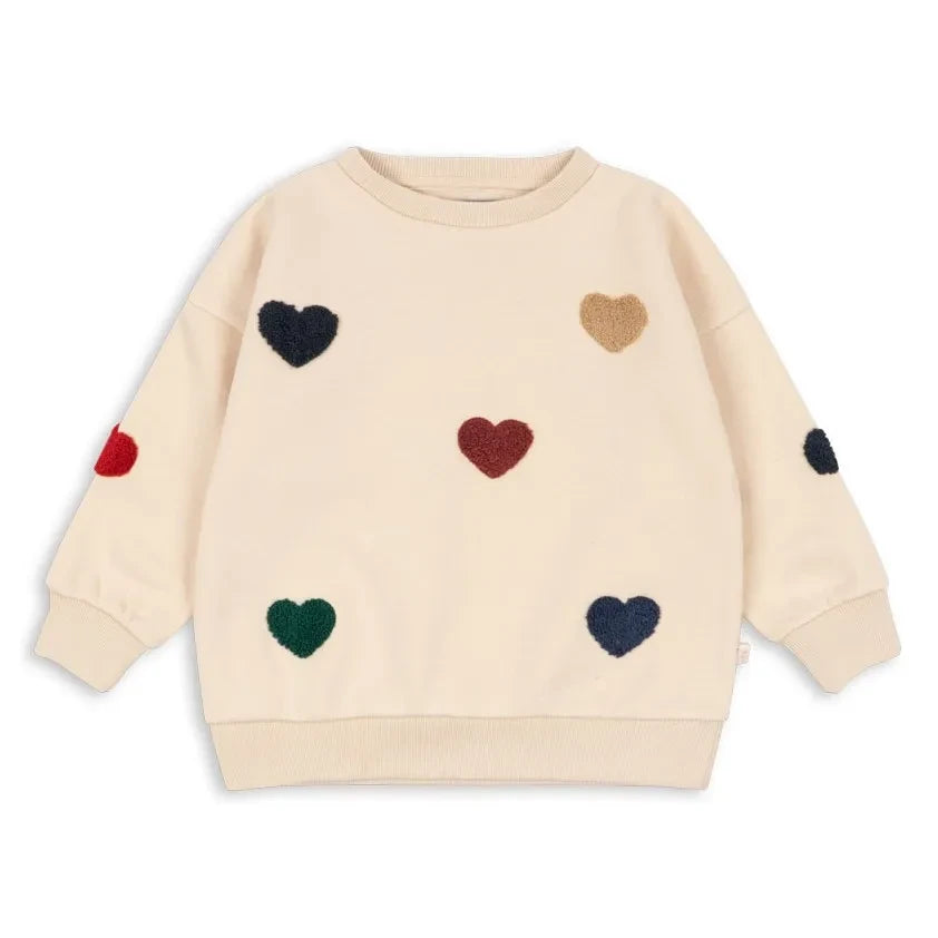 Konges Sløjd - Lou Hearts Organic Cotton Sweatshirt | Beige