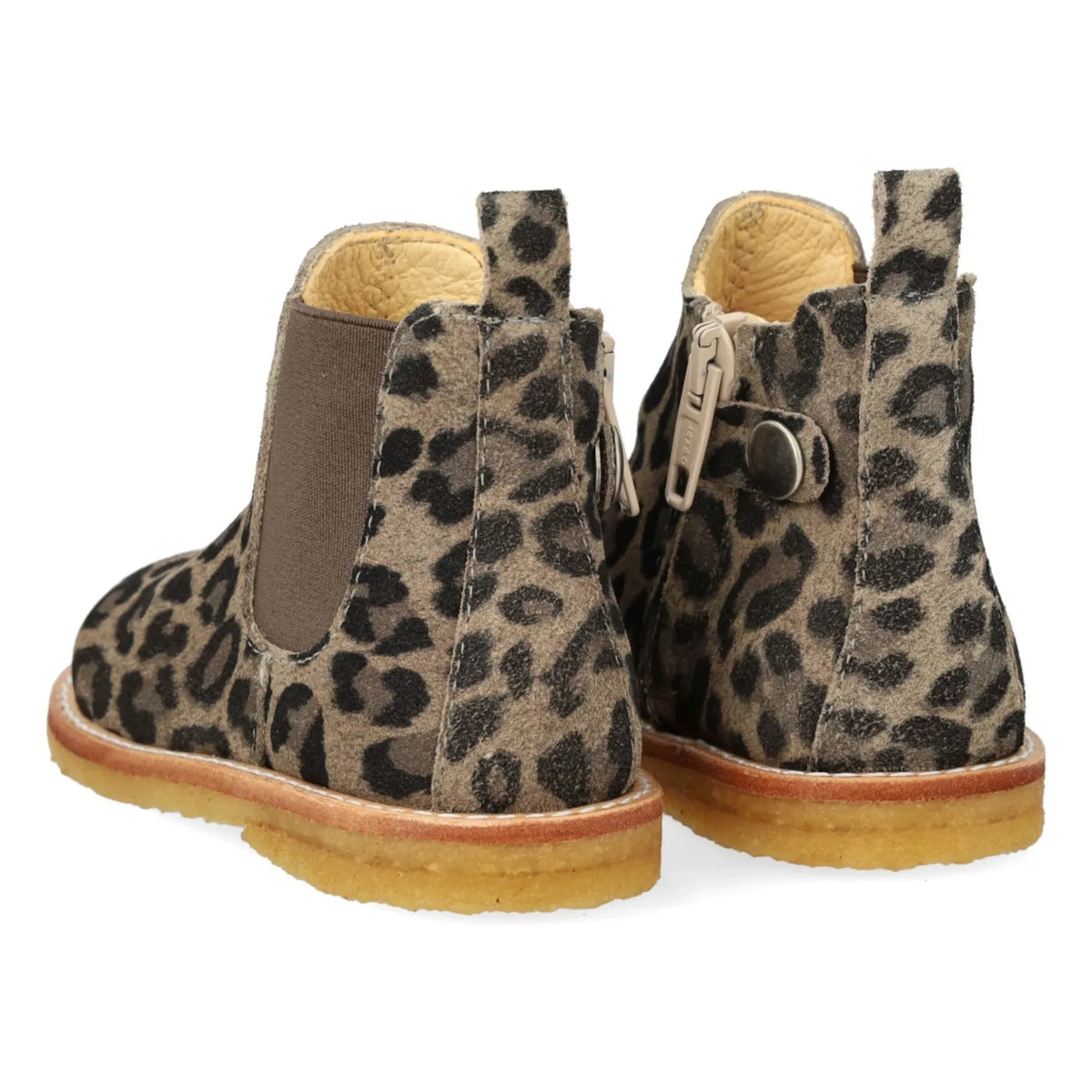 Angulus - Leopard Chelsea Boots with Zipper | Taupe Brown