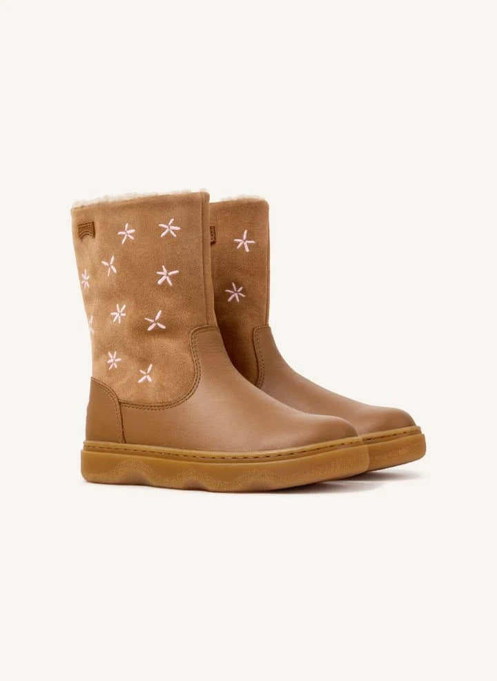 Camper - Floral Suede Boot | Camel