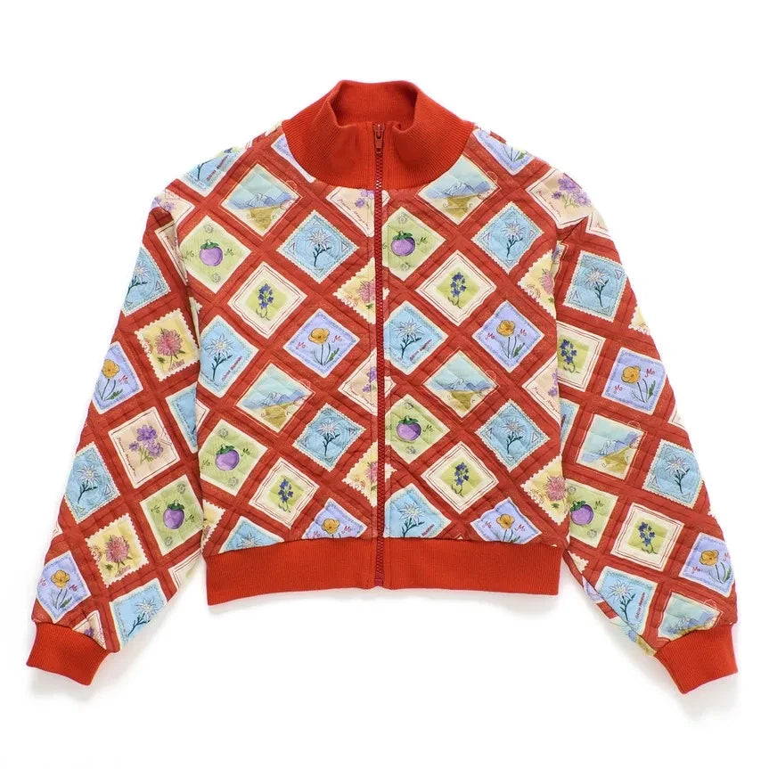 Maison Mangostan - Stamps Zippered Sweatshirt | Red