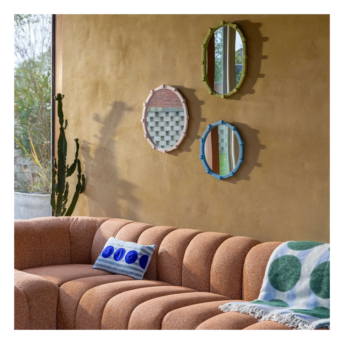 &Klevering - Chunk Round Mirror | Blue
