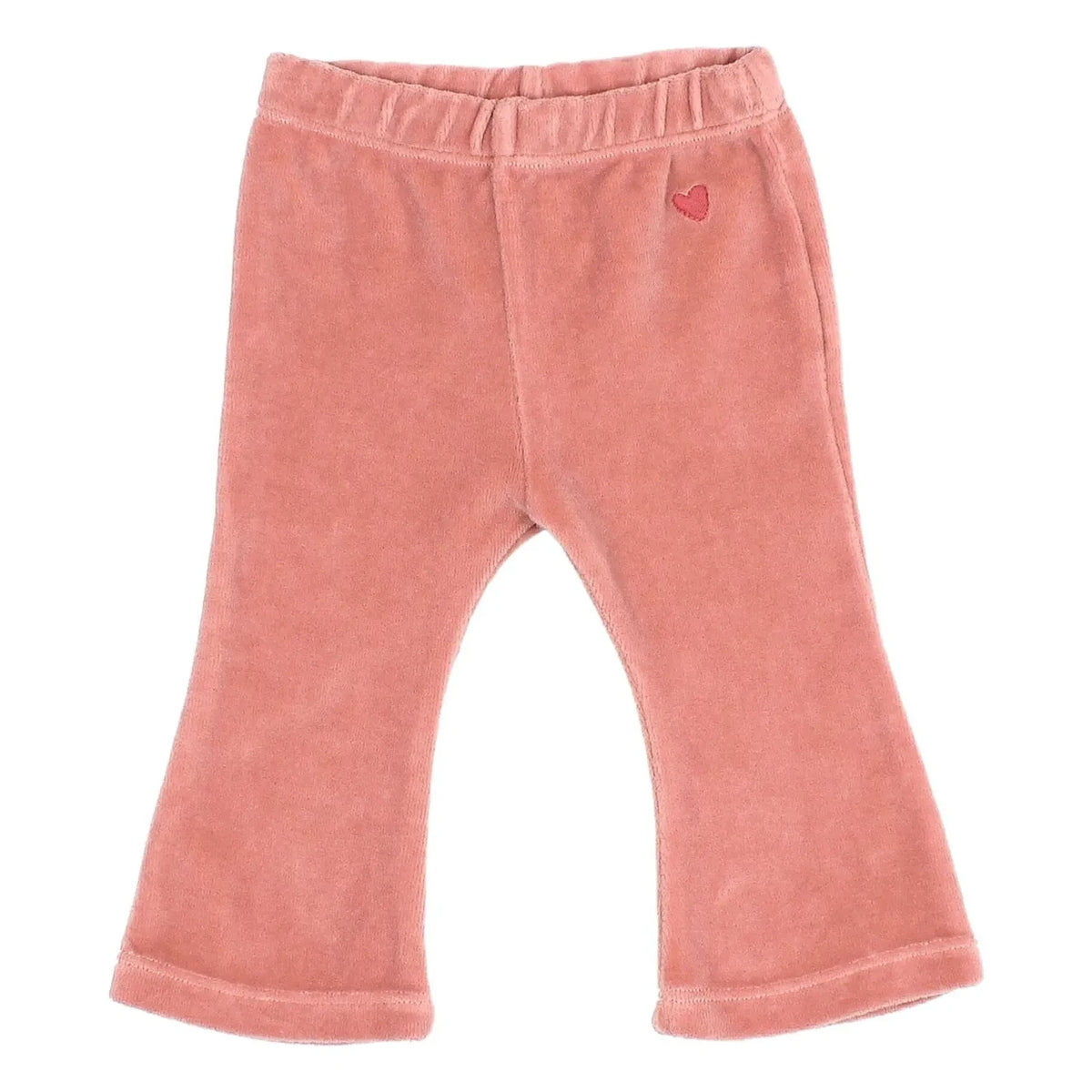 Búho - Velvet Heart-Detail Flare Legging, Organic Cotton Baby | Pink