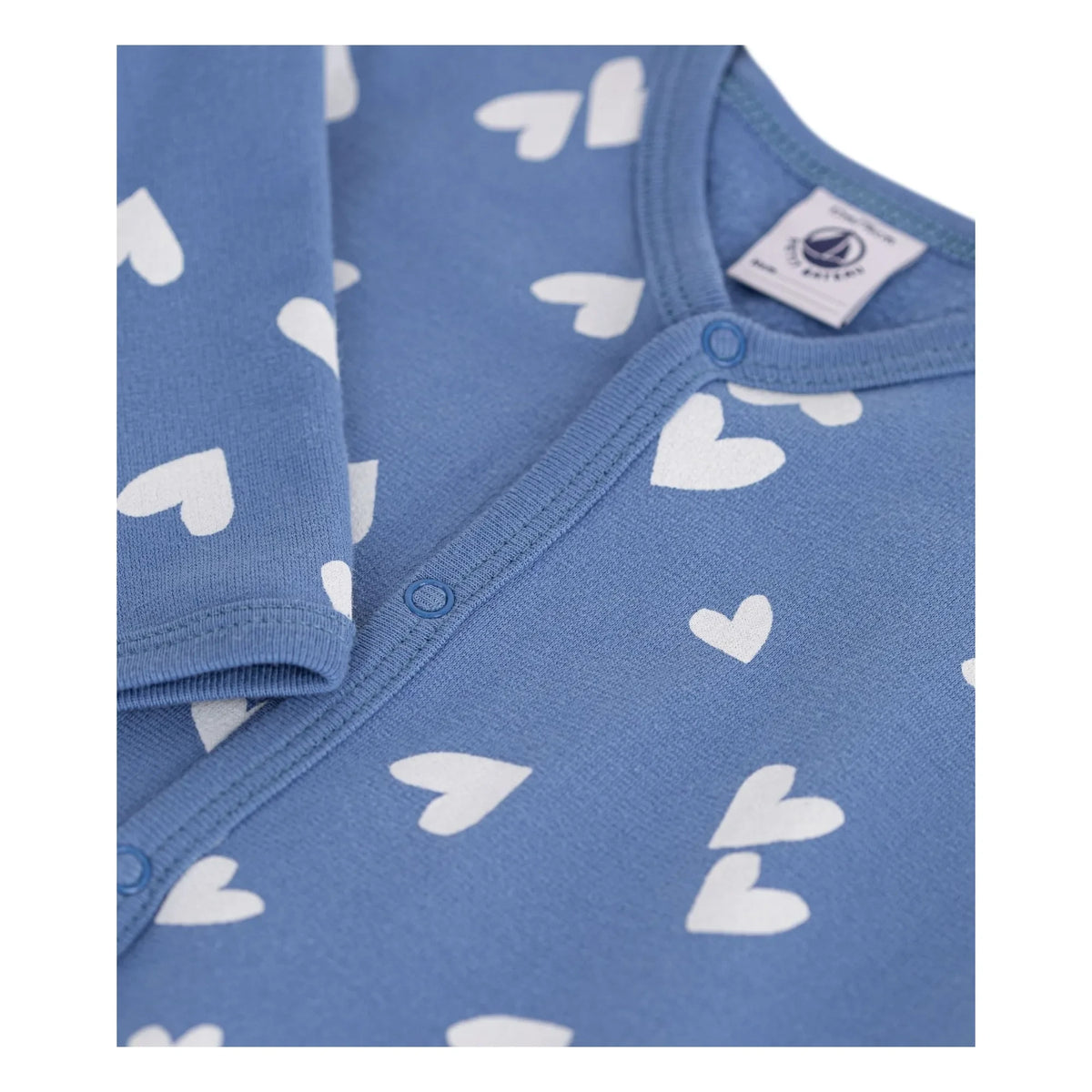 Petit Bateau - Dors Bien Cœurs organic cotton fleece pajamas | Blue