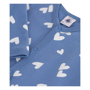 Petit Bateau - Dors Bien Cœurs organic cotton fleece pajamas | Blue