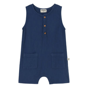 Cozmo - Pine Cotton Fleece Romper Shorts | Navy Blue