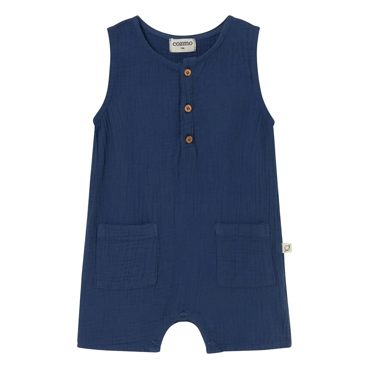 Cozmo - Pine Cotton Fleece Romper Shorts | Navy Blue