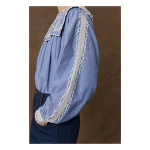 Louise Misha - Anastasy Organic Cotton Blouse | Blue