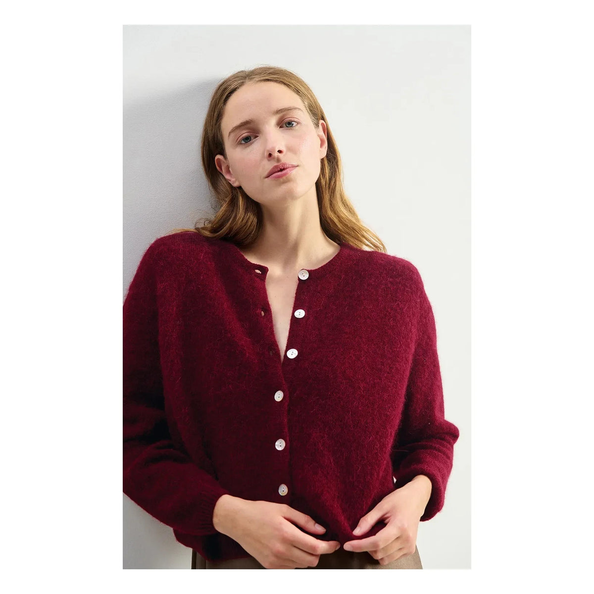 American Vintage - Vitow Alpaca Cardigan | Cherry Wood
