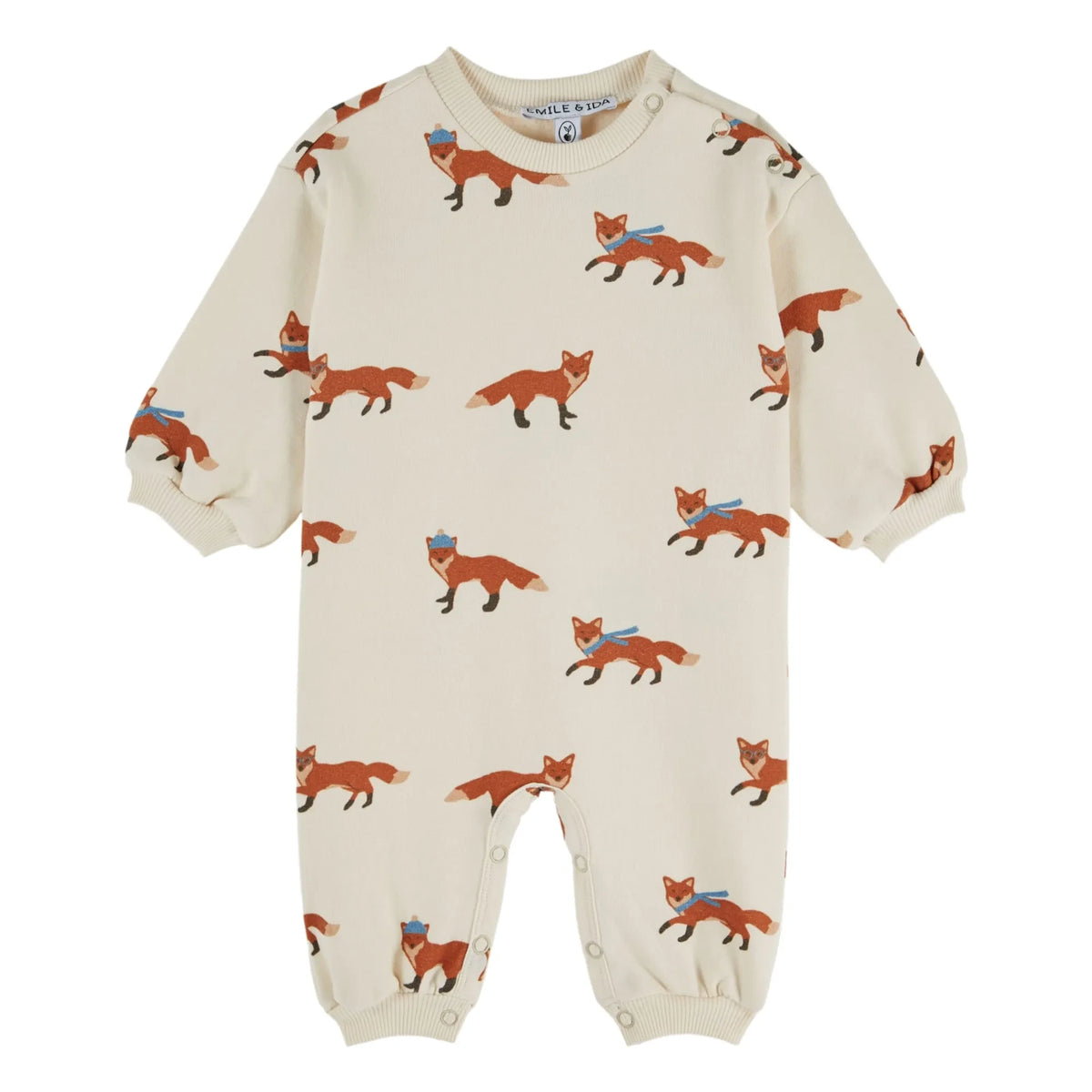 Emile et Ida - Foxes romper Organic cotton fleece | Ecru