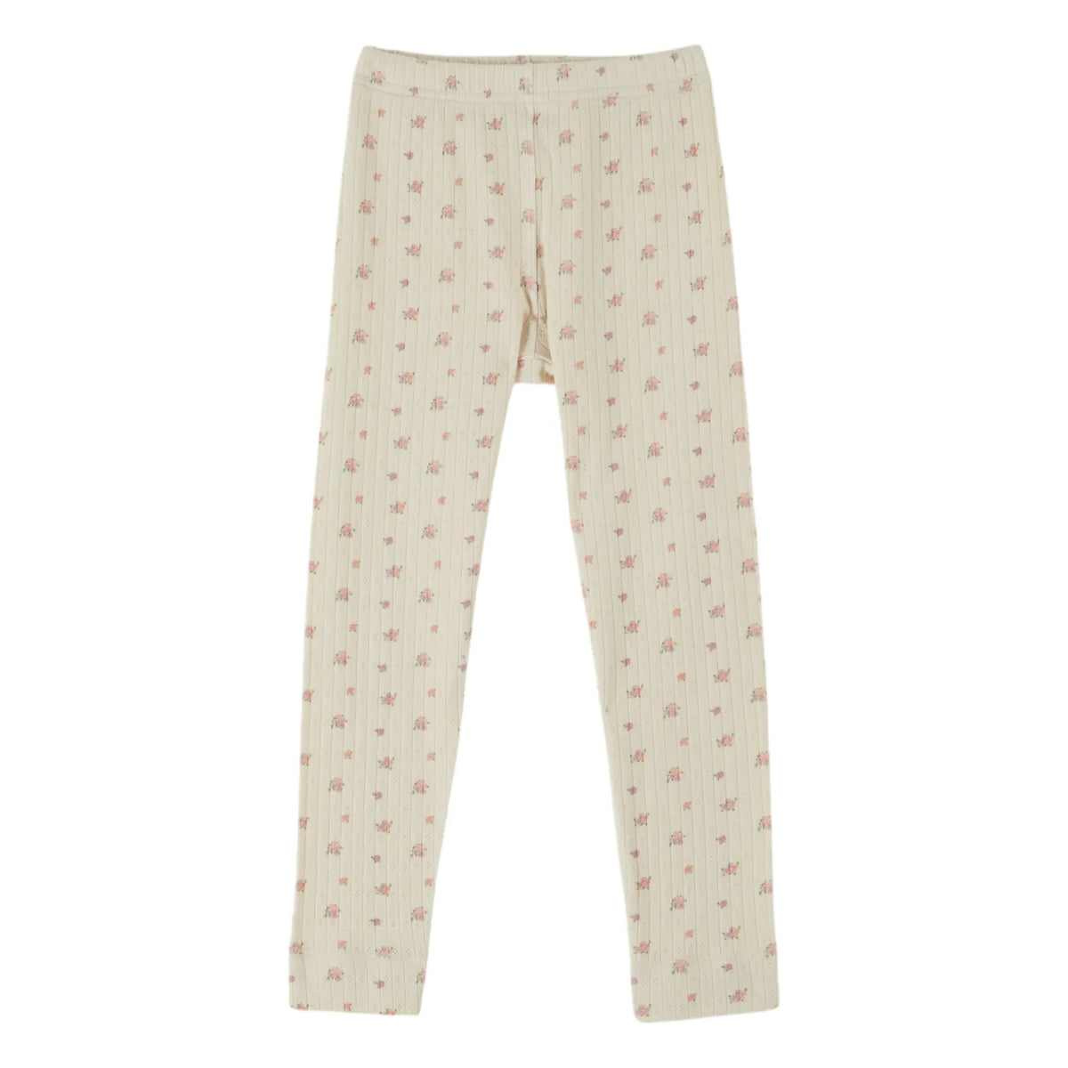 Emile et Ida - Pointelle Floral Organic Cotton Leggings | Cream
