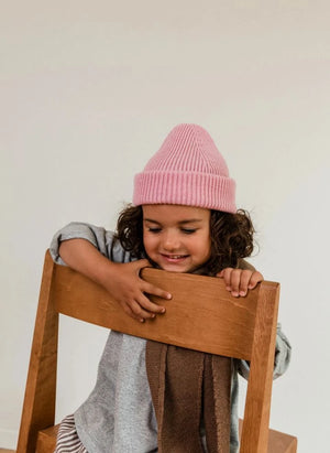 Hvid - Fonzie Merino Wool Beanie | Candy Pink