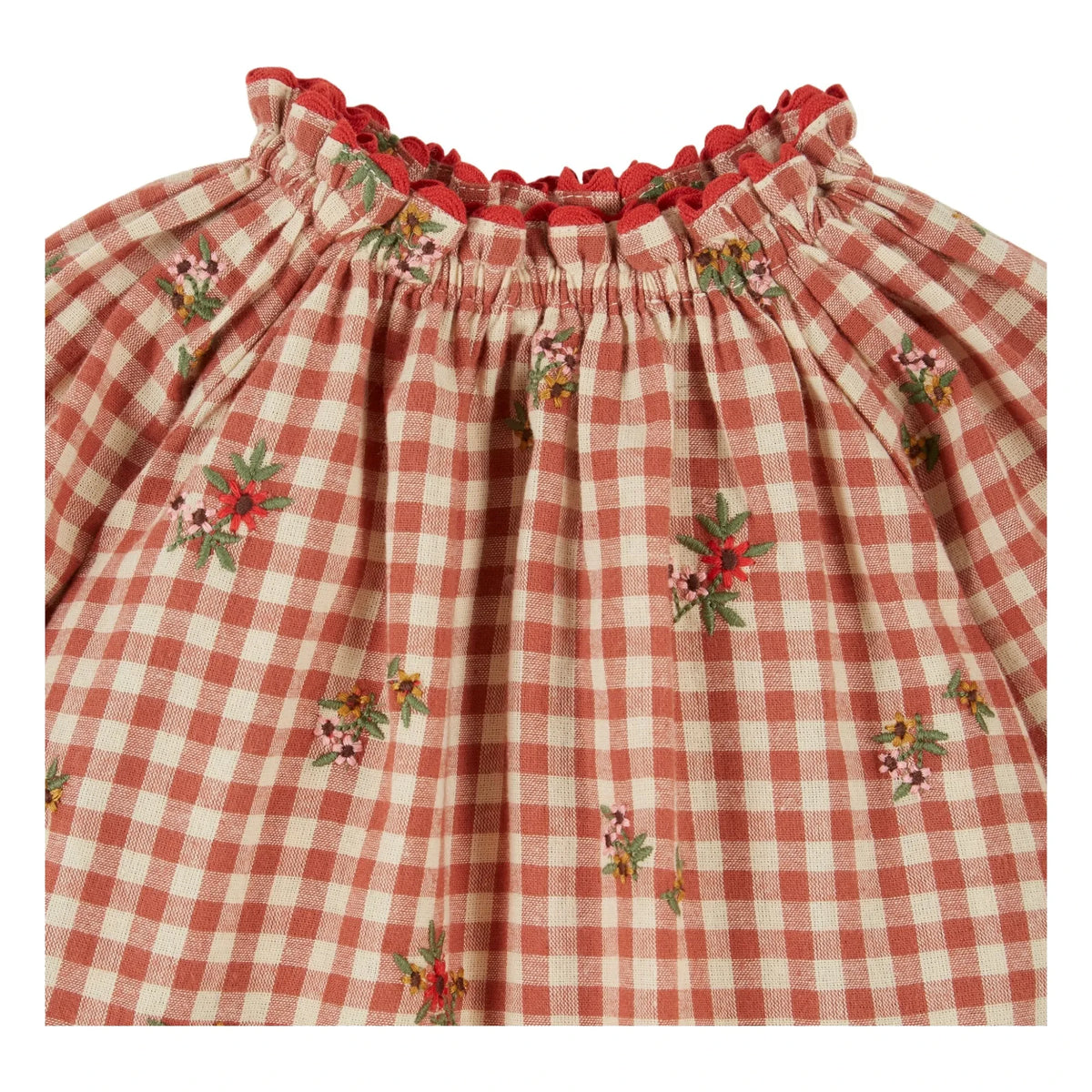 Emile et Ida - Fluffy Vichy Blouse | Red
