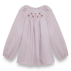 birinit - Organic cotton embroidered blouse | Mauve