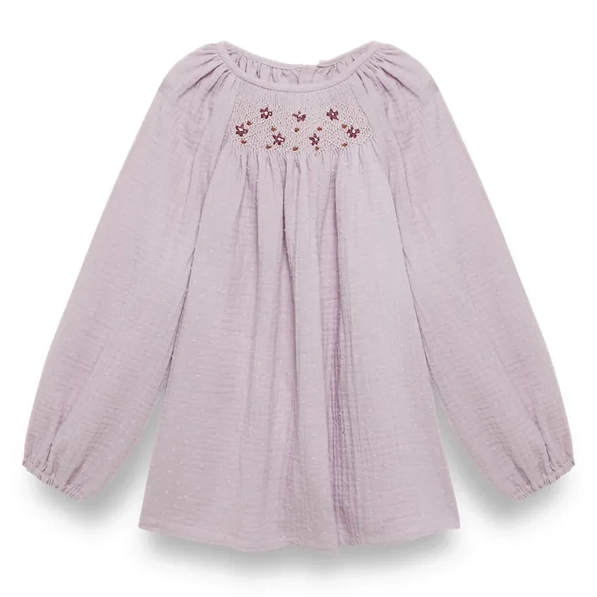 birinit - Organic cotton embroidered blouse | Mauve