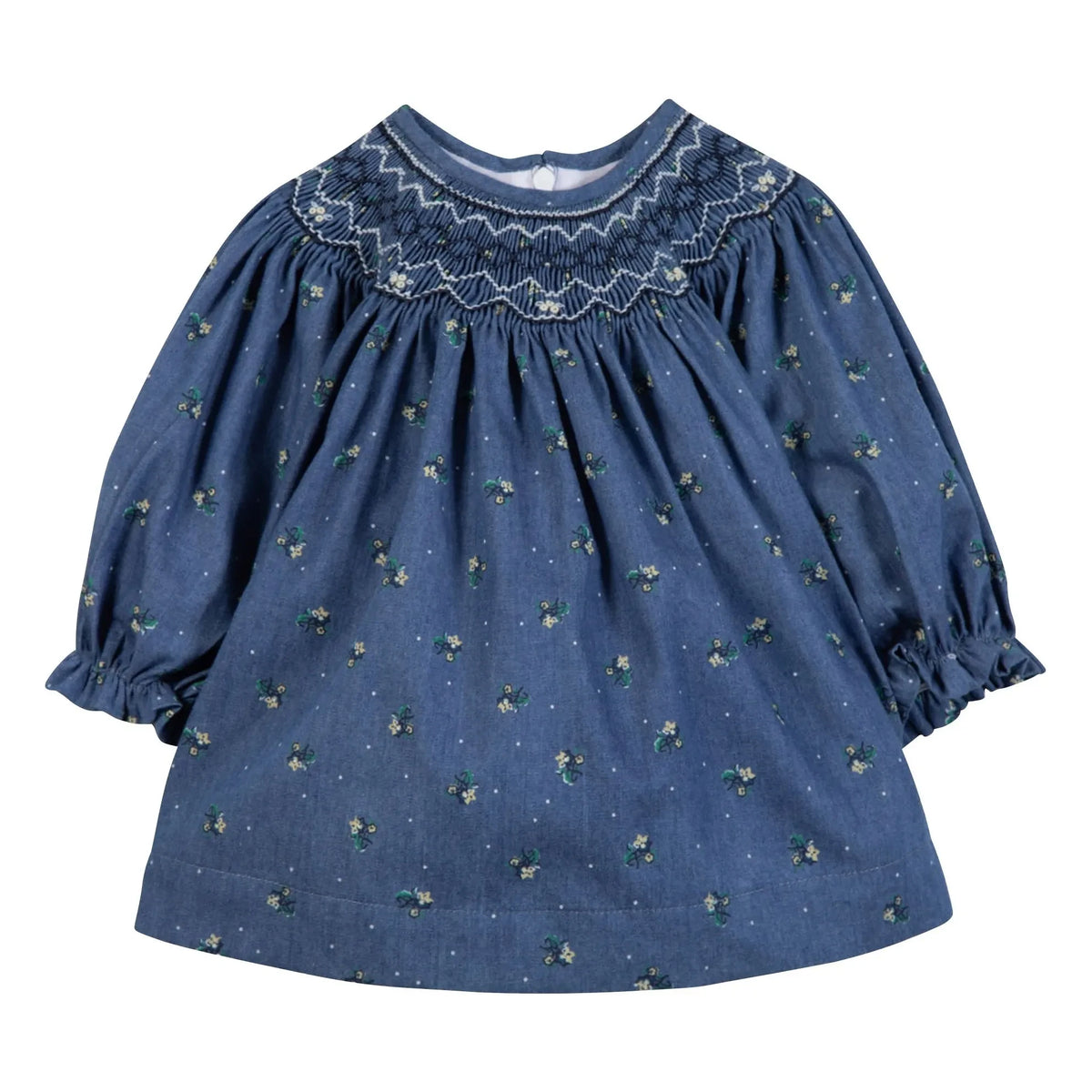 Tartine et Chocolat - Flower Bouquet Gathered Dress | Dark Blue