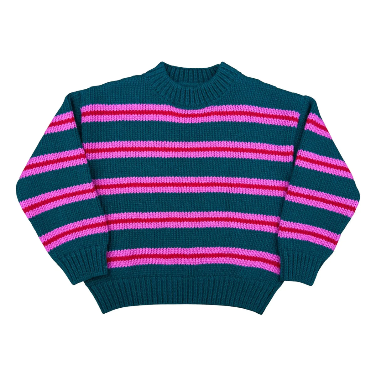 Club Trésor - Heritage Striped Wool Sweater | Dark Green