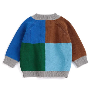 Bobo Choses - Color Block Organic Cotton Cardigan | Heather grey