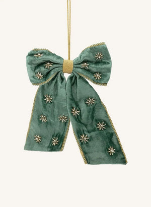 Anna + Nina - Crimson Luxe Beaded Decorative Christmas Bow | Green
