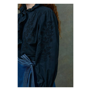 Louise Misha - Cora Organic Cotton Voile Blouse - Women's Collection | Black