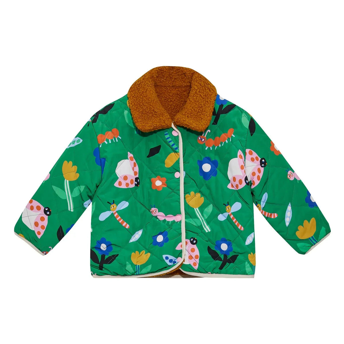 Petit Stella - Reversible Sherpa Jacket Dragonflies | Green