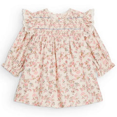 Louise Misha - Floral Organic Cotton Saralou Dress | Cream