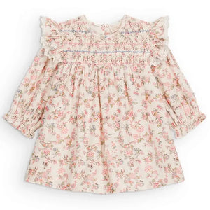 Louise Misha - Floral Organic Cotton Saralou Dress | Cream