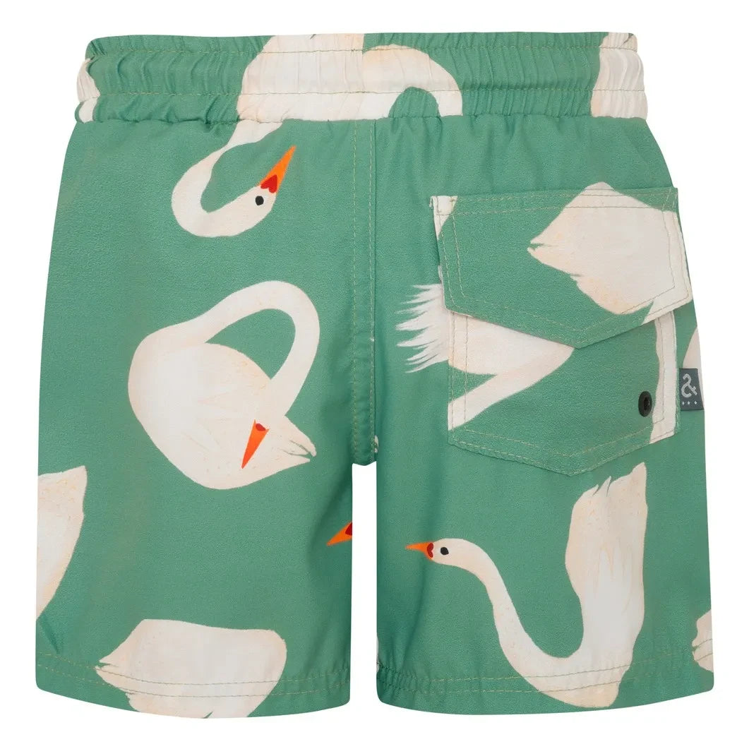 Pepita & Me - Swan Swim Shorts | Green