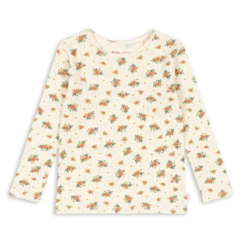 Konges Sløjd - Minnie Floral Pointelle T-Shirt, Organic Cotton | Cream