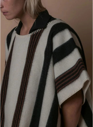 La Méricaine - Blackfeet Recycled Wool Long Poncho | Ecru