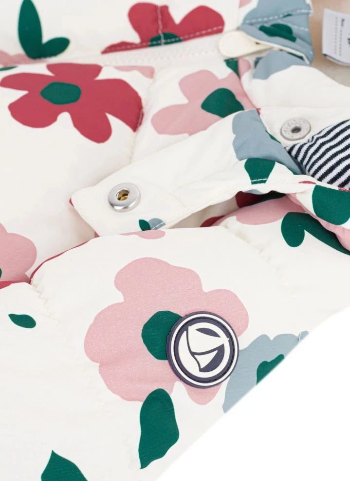 Petit Bateau - Baby Floral Puffer Jacket | Ecru