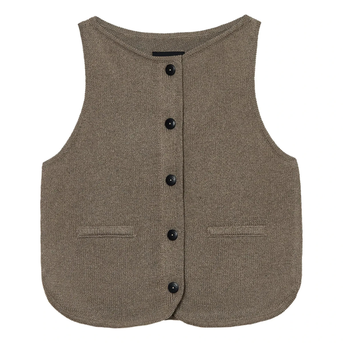 Cordera - Sleeveless Vest Boat Neck Recycled Cotton | Grey Brown