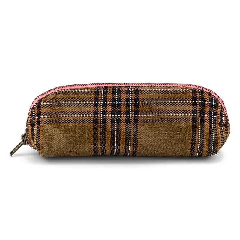 Rose in April - Gaston Checked Pencil Case | Brown