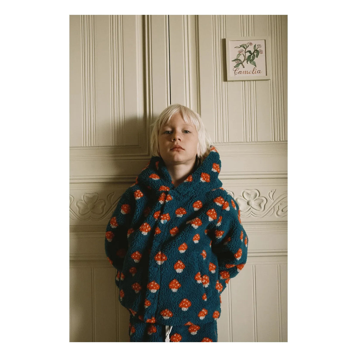 Tinycottons - Cork Patterned Sherpa Style Jacket | Petrol Blue