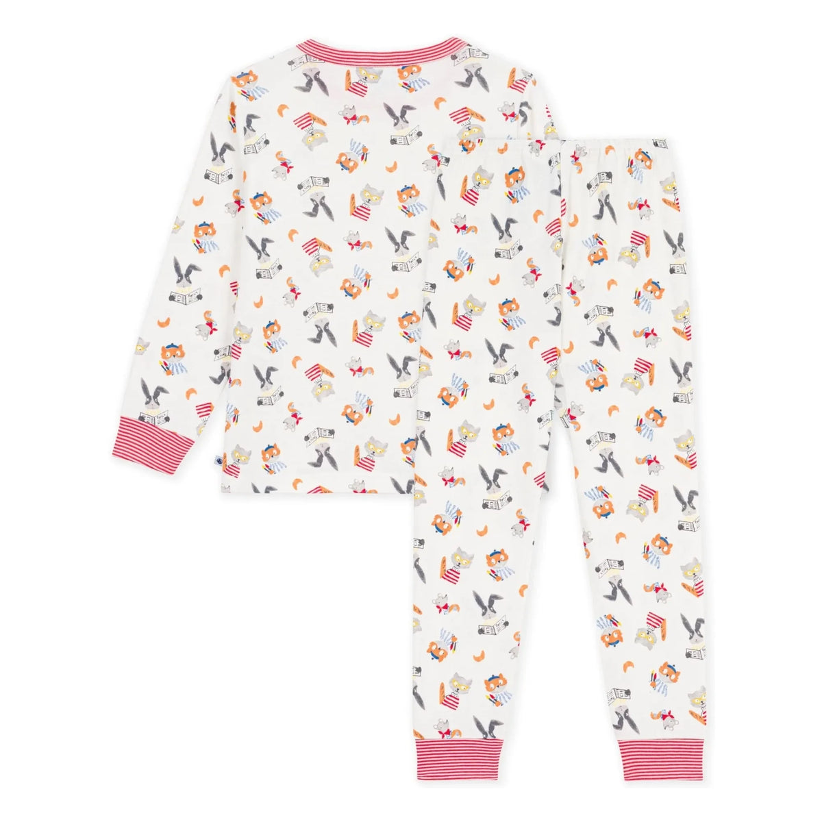 Petit Bateau - Organic Cotton Animal Pattern Pajamas | White
