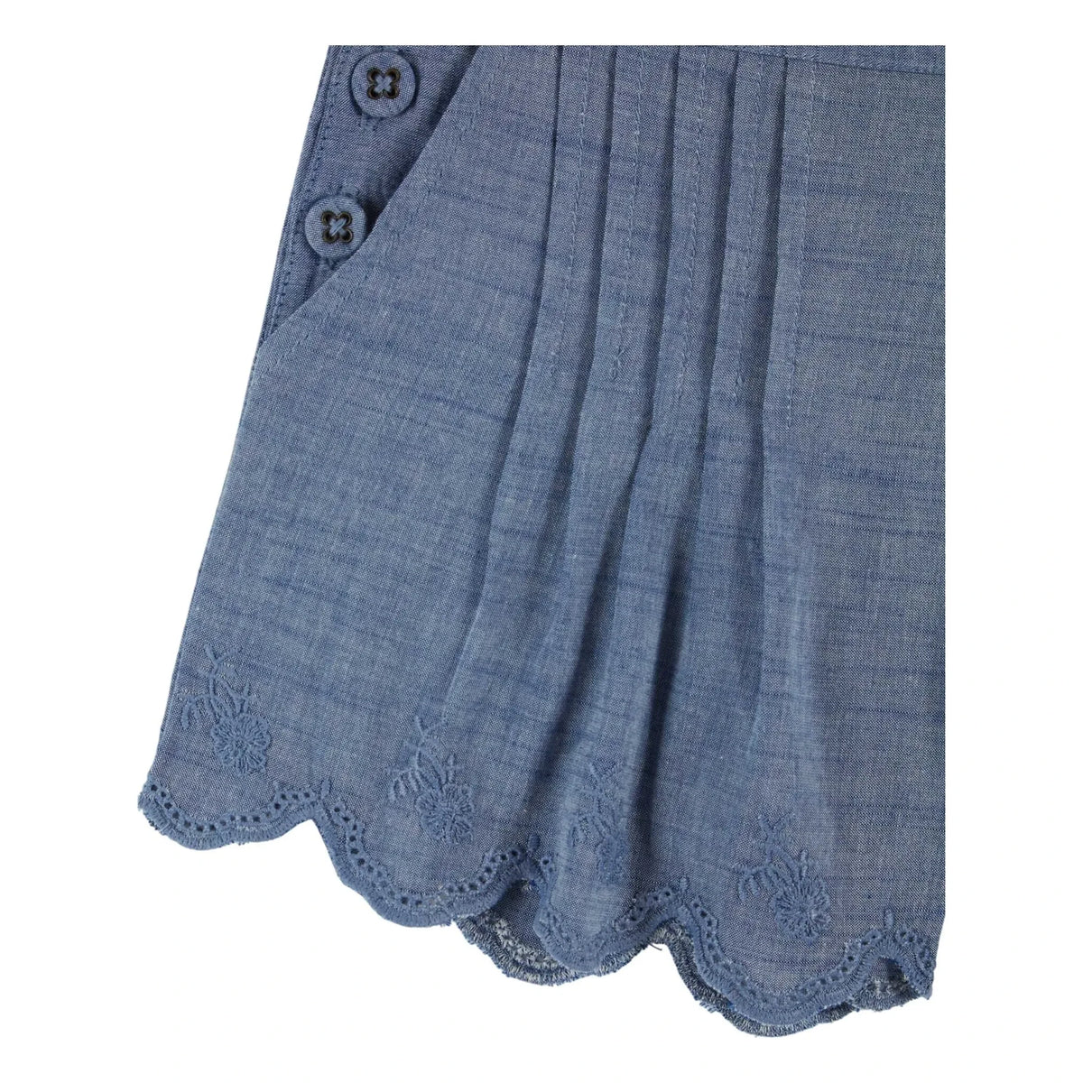 Emile et Ida - Blue Chambray Embroidered Shorts