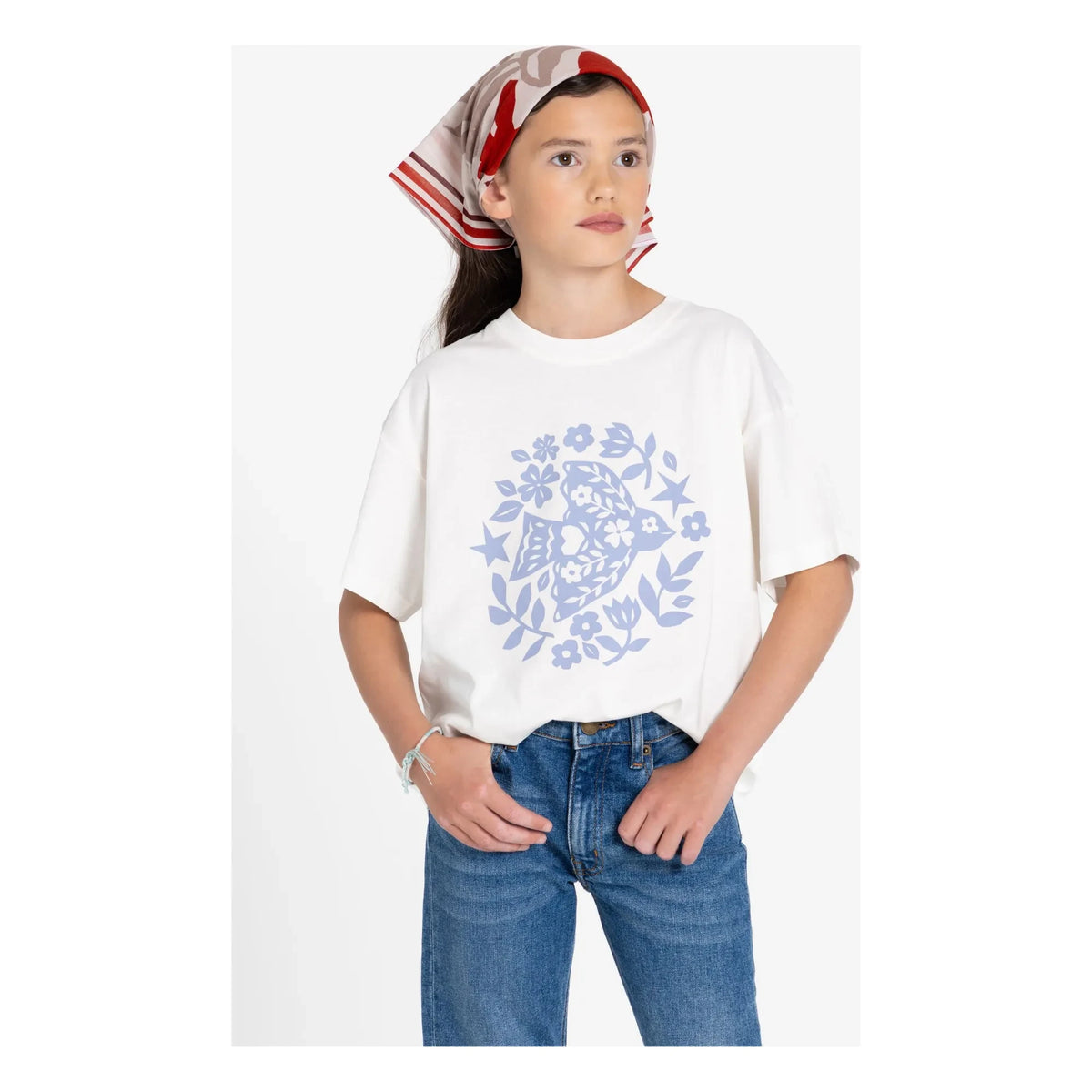 Hundred Pieces - Luna Oiseau organic cotton t-shirt | White