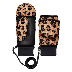 Fudoon - Convertible Leopard Gloves | Camel