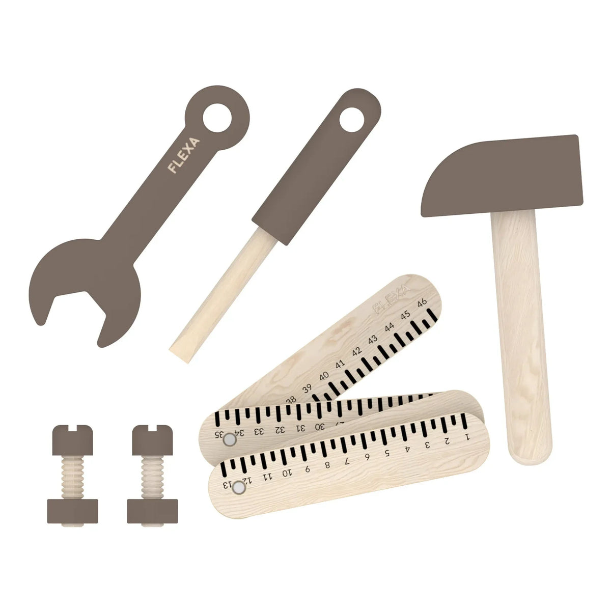 Flexa - Wooden Tools - 8-Piece Set | Grey