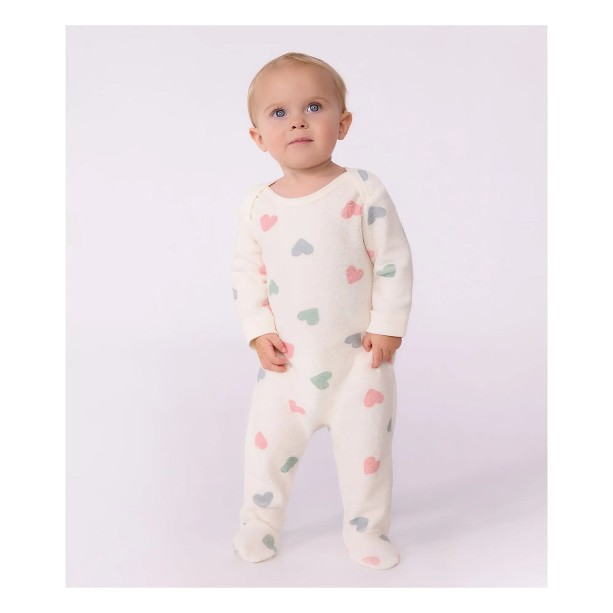 Petit Bateau - Sleep Well Sponge Heart Pajamas | Ecru