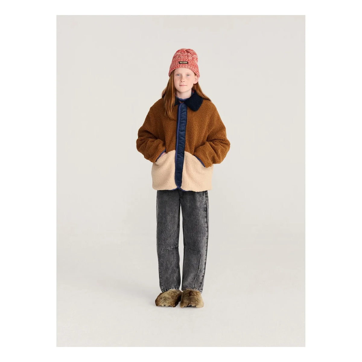 Bobo Choses - Reversible Sherpa Jacket Made from Recycled Fibers | Navy