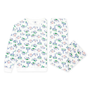 Petit Bateau - Eiffel Tower Organic Cotton Pajama | White