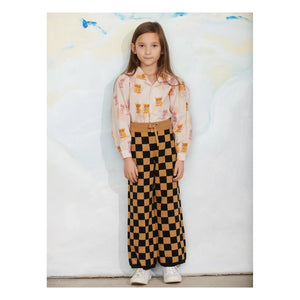 Mini Rodini - Organic Cotton Mesh Damier Trousers | Brown
