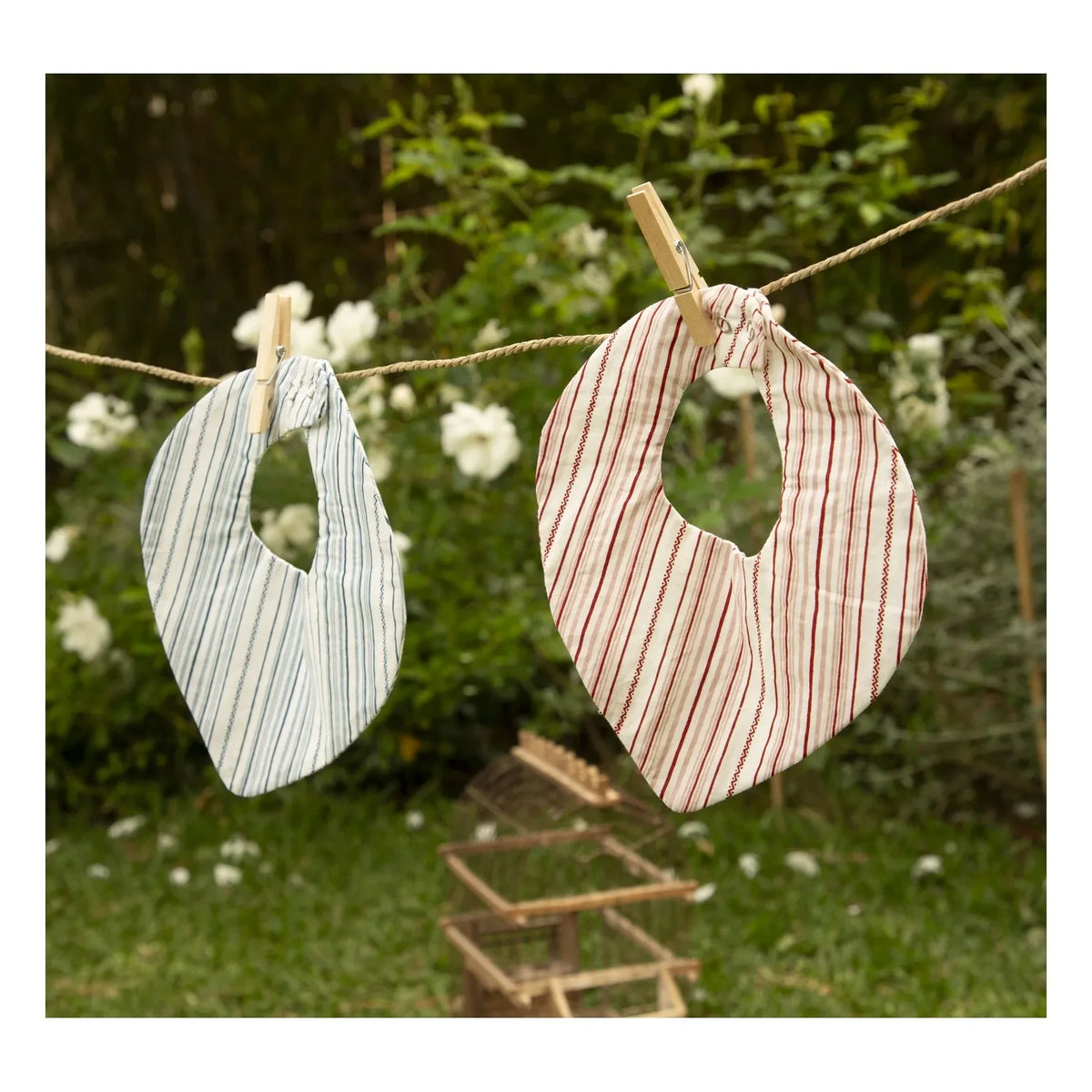 Editions Aimable - Bandana Brigitte - 2-piece Set | Azure Stripes Poplin