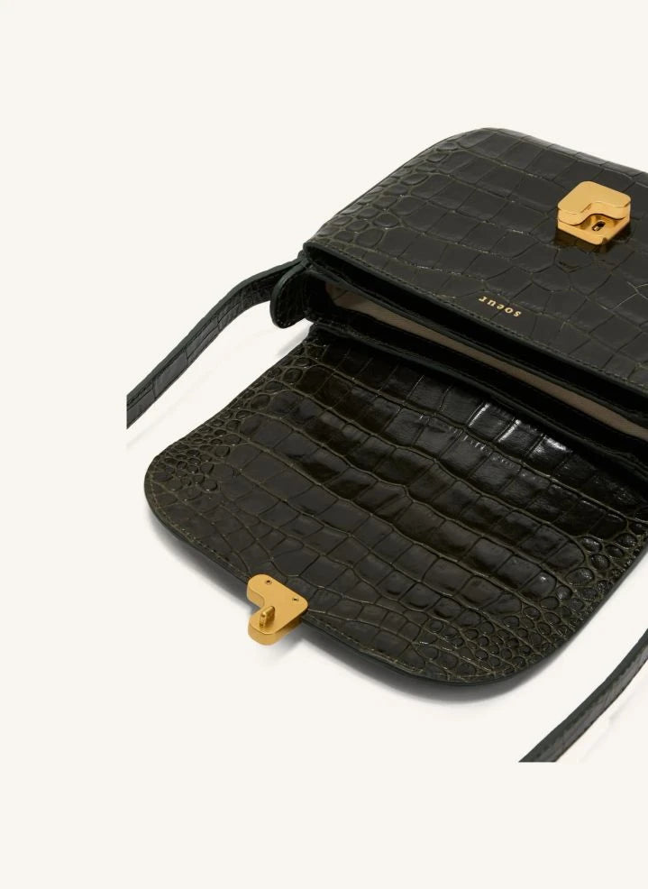 Soeur - Bellissima Mini Croco Leather Bag | Olive green