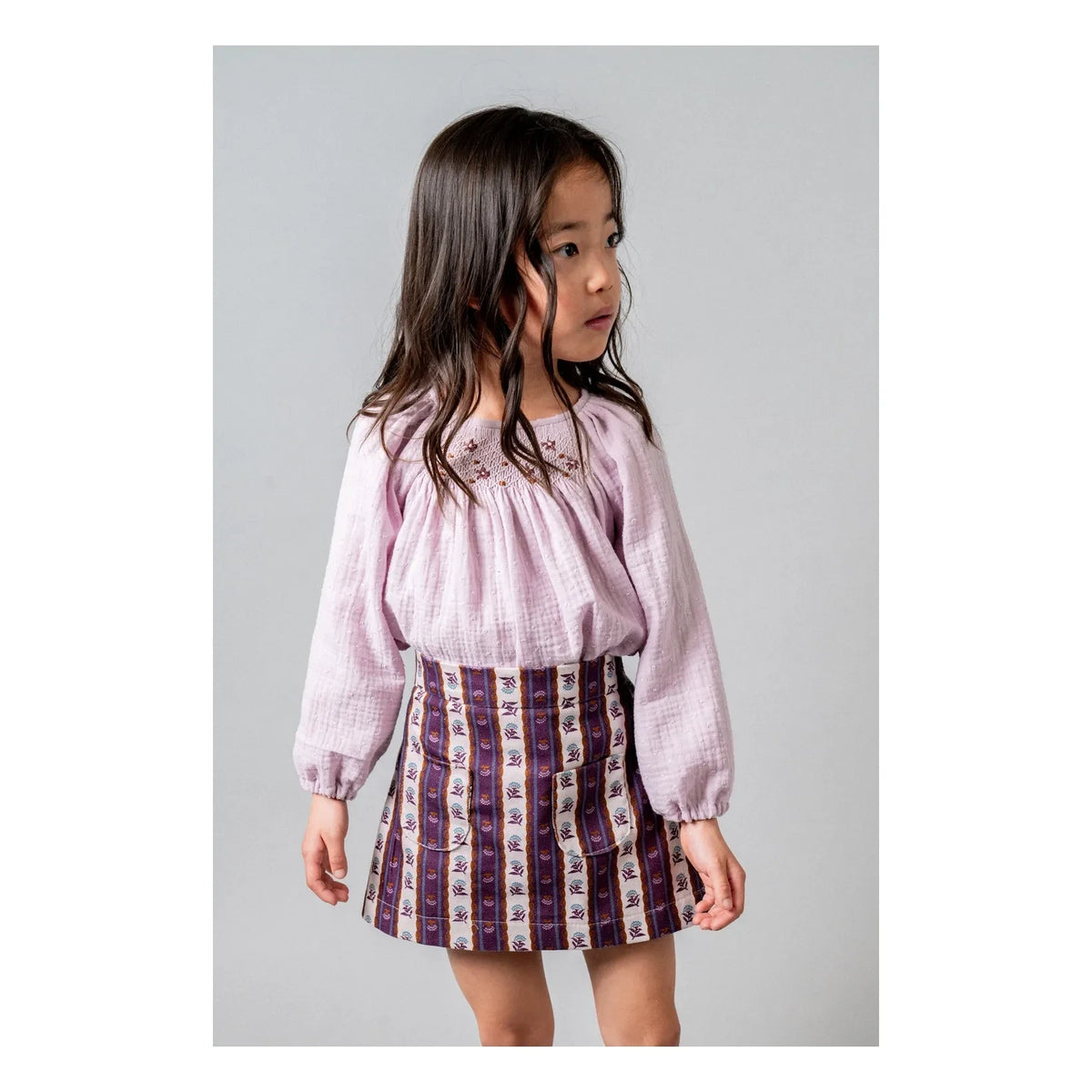 birinit - Organic cotton embroidered blouse | Mauve