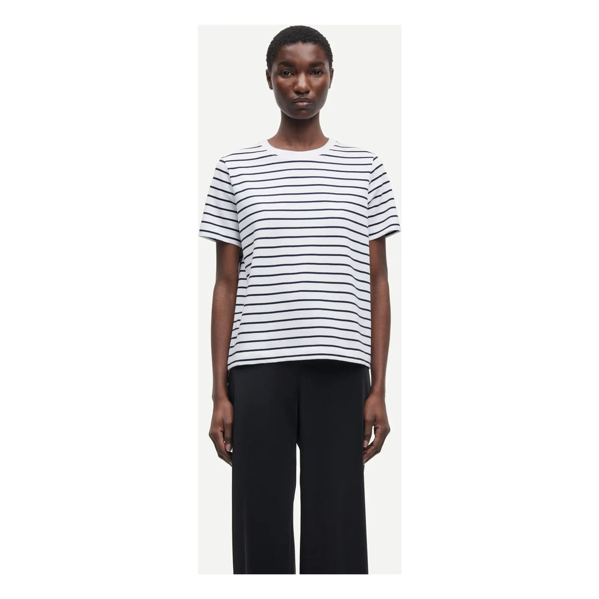 Samsoe Samsoe - Camino Striped Organic Cotton T-Shirt | White
