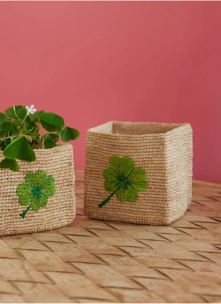 Rice - Clover leaf-shaped storage baskets - Set of 2