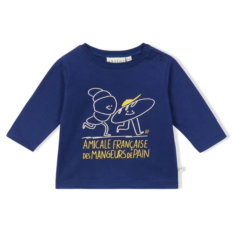 Arsène et Les Pipelettes - Organic Cotton Baguette T-Shirt | Navy